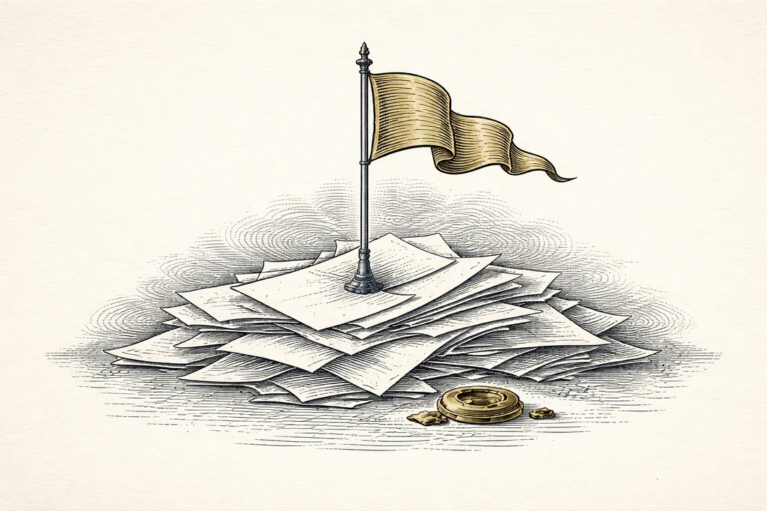 Red flags & scams, engraved illustration